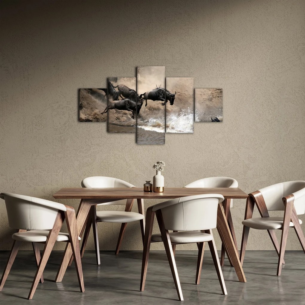 Obraz - Stado antylop gnu (125x70 cm)