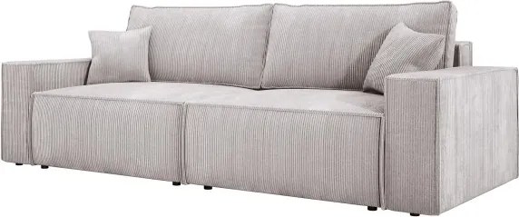 Kanapa KASJO Prawostronny Sofo-Narożnik z funkcją spania i poduszkami, 2x pojemnik POSO 100 Brudna biel DOMOHOME