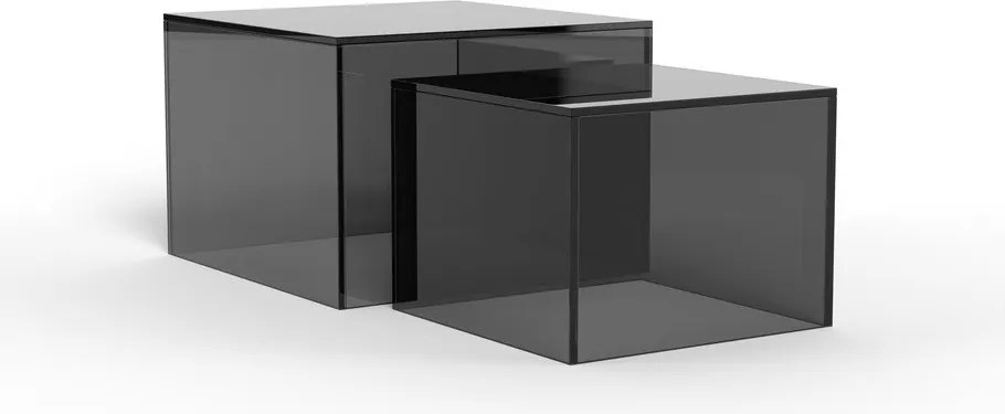 Szare szklane stoliki zestaw 2 szt. 50x50 cm Dice – Actona