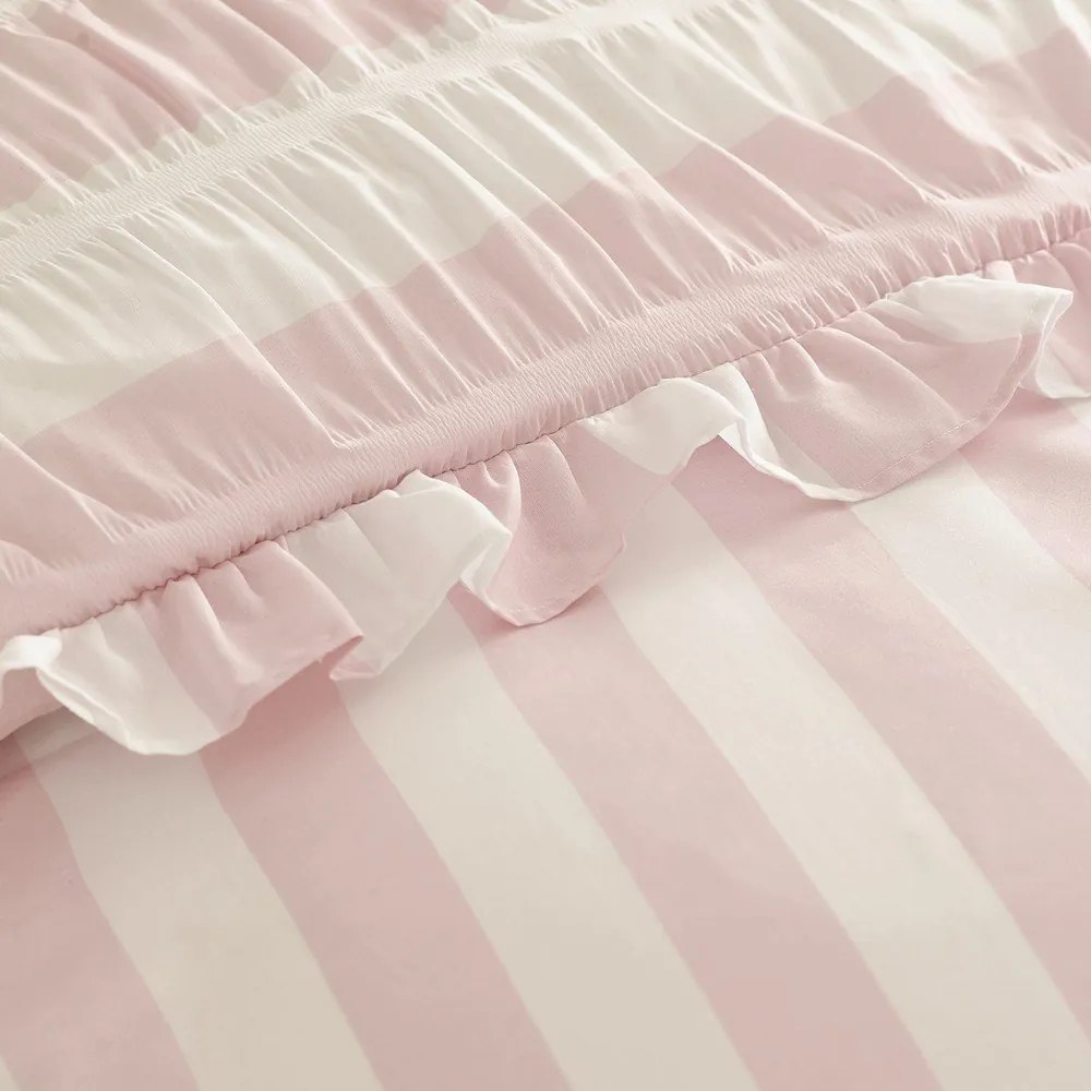 Różowa pościel jednoosobowa 135x200 cm Seersucker Frill Stripe – Catherine Lansfield