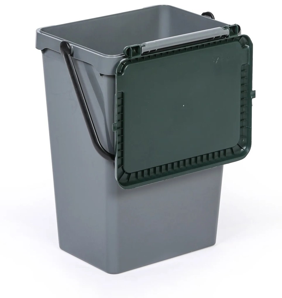 Kosz plastikowy na śmieci do segregacji, 35 l, szary + ciemnozielony