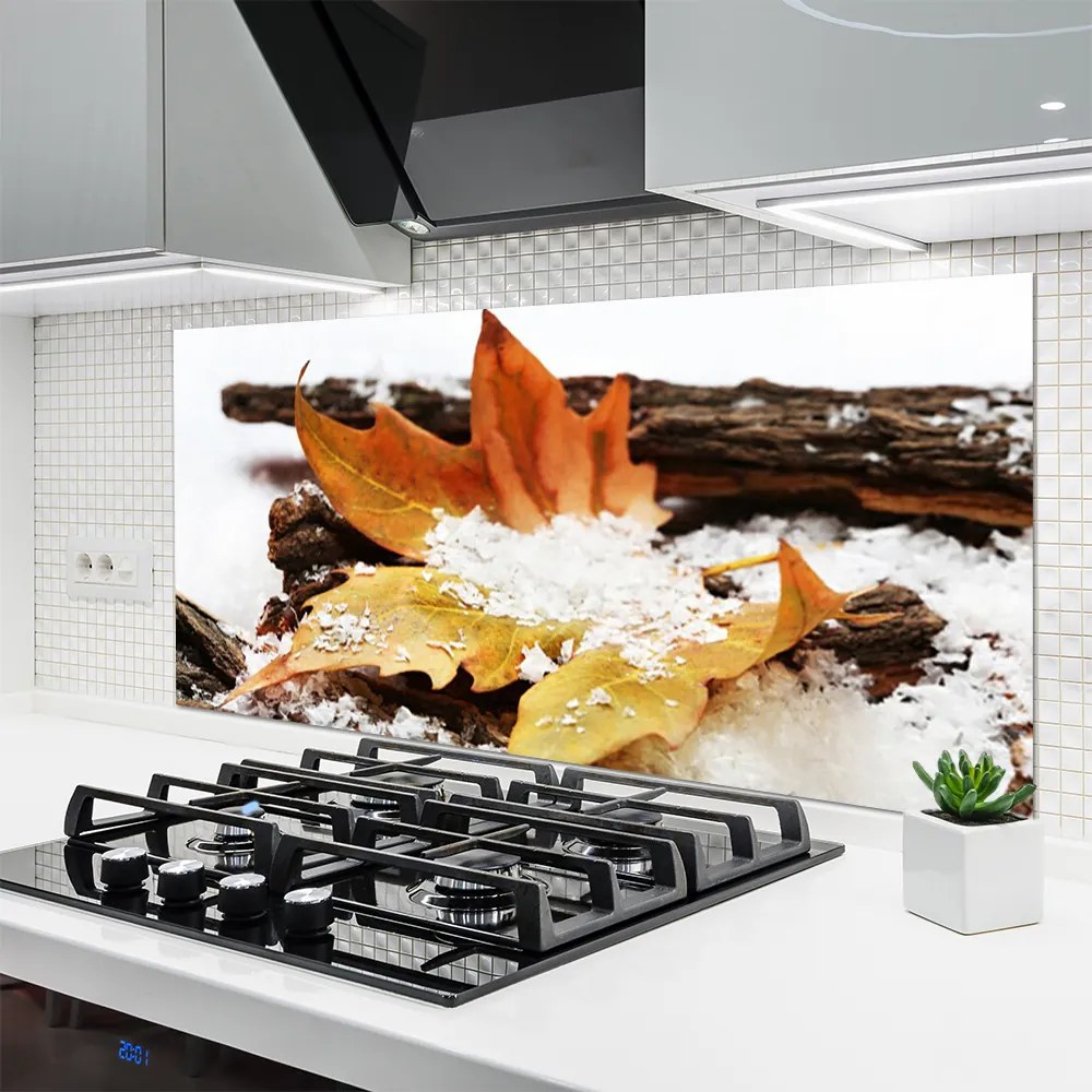 Szkło Dekoracyjne do Kuchni Złoty Liść Jesienny