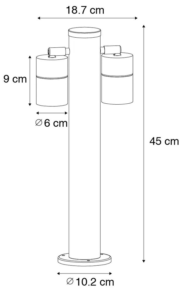 Zewnetrzna Stojąca lampa zewnętrzna czarna 45 cm IP44 regulowana 2-światłowa - Duo Nowoczesny Oswietlenie zewnetrzne