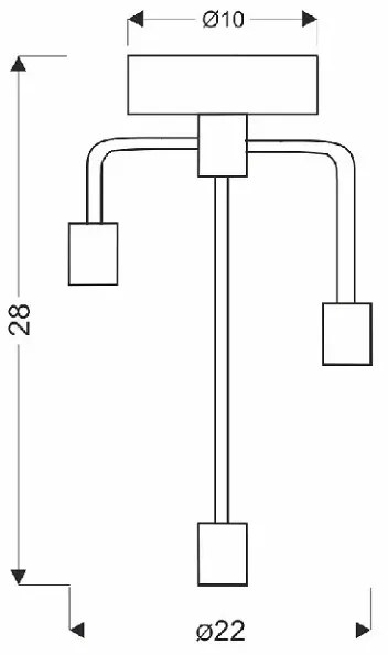 Trzyramienna loftowa lampa sufitowa czarny mat - V136 M9-D38