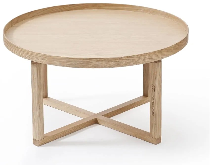 Okrągły stolik z drewna dębowego Wireworks Round, Ø 66 cm