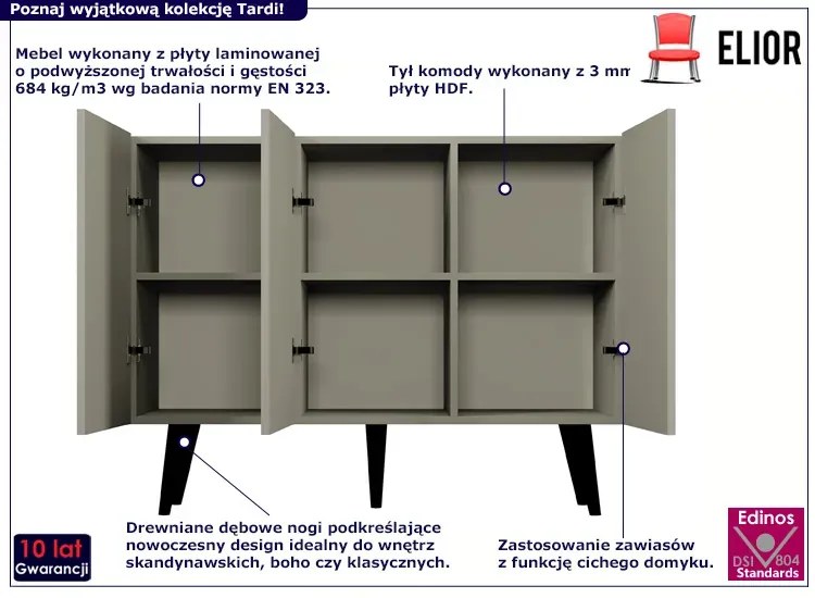 Szara komoda na nóżkach T8-Z02