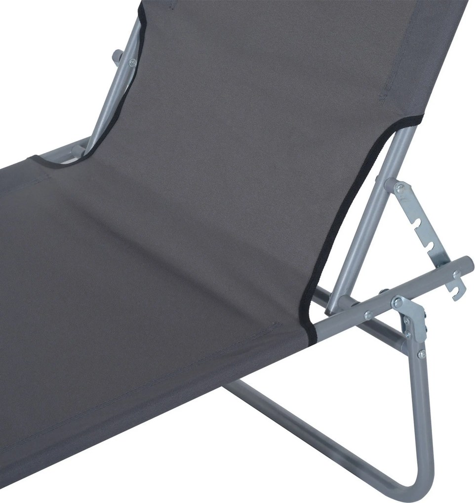 Outsunny leżak ogrodowy składany z daszkiem przeciwsłonecznym leżak plażowy szary 187x58x36 cm | Aosom PL
