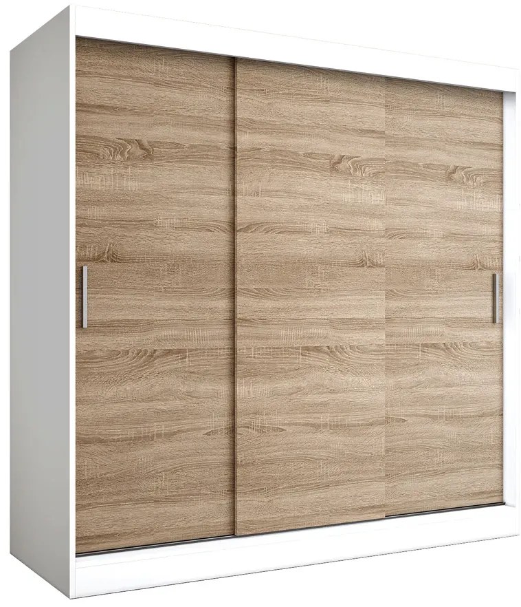 Szafa przesuwna 200 cm biały + dąb sonoma S3-N21