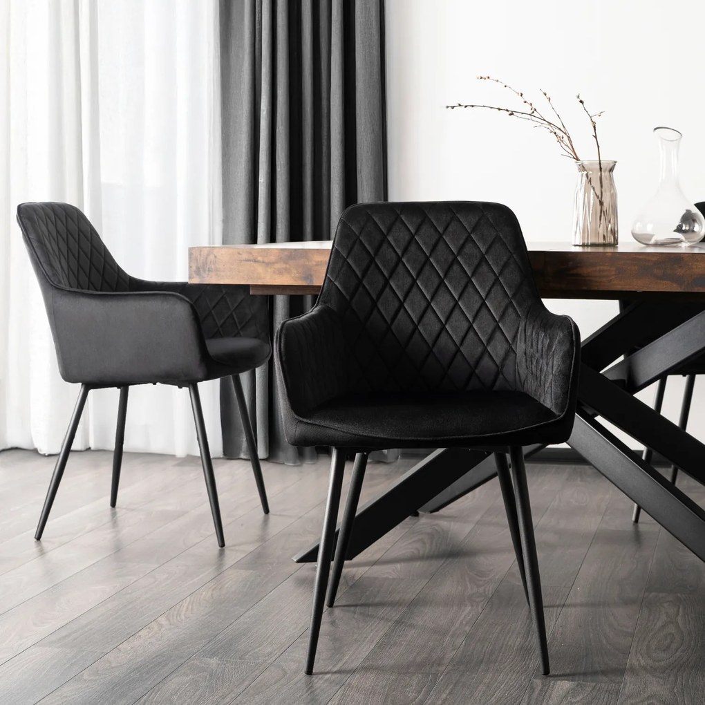 Krzesło Tapicerowane do Jadalni BRESSO Czarne Welurowe Nowoczesne Loft