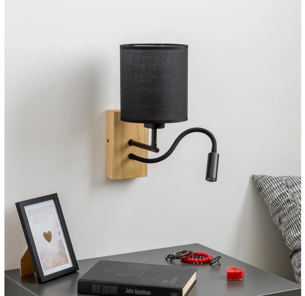 Brilagi - LED Kinkiet NUBILA WOOD 1xE27/25W/230V + LED/3W dąb/czarny