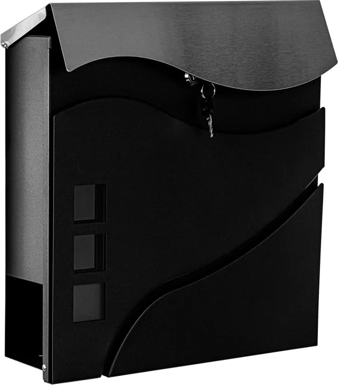 Skrzynka na listy Austin, 370 x 370 x 110, czarna / stal nie