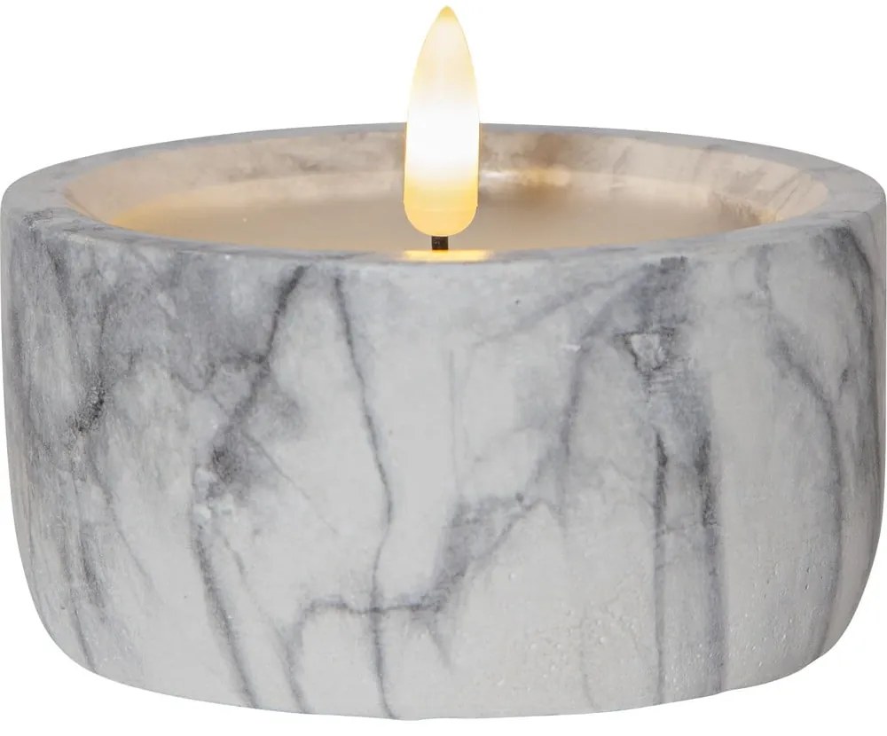 Szaro-biała betonowa świeca LED Star Trading Flamme Marble, wys. 7,5 cm