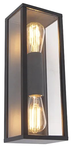 Industrialna lampa ścienna czarna 38 cm 2-światłowa IP44 - Charlois