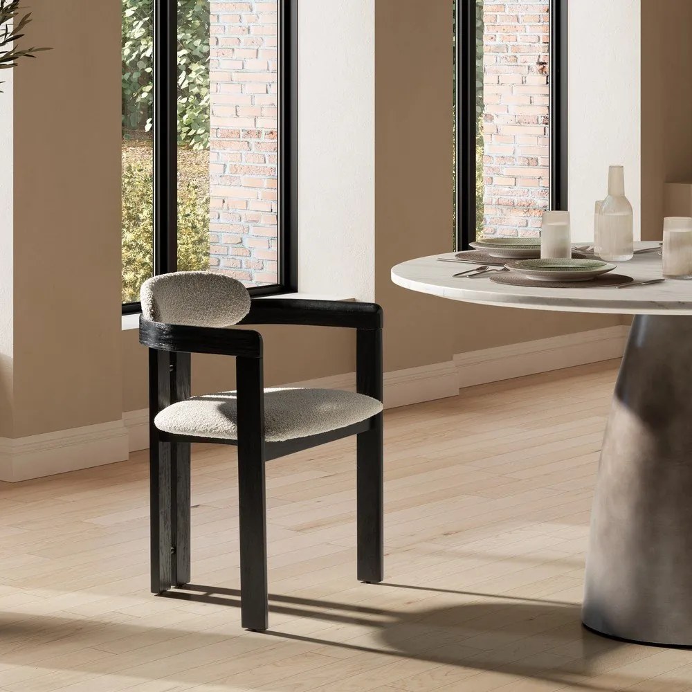 Białe/czarne tapicerowane fotele jadalniane zestaw z podłokietnikami 2 szt. Eiden – MOME