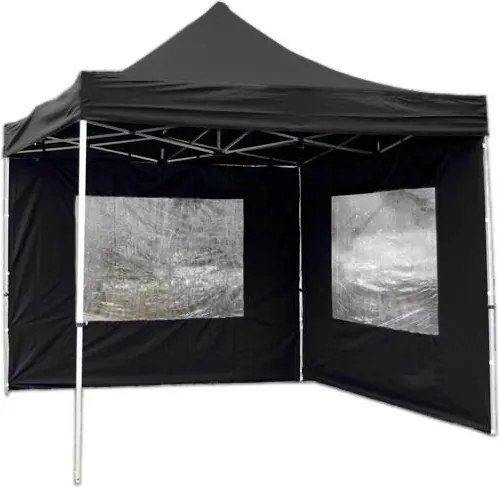 Pawilon ogrodowy Profi rozkładany 3 x 3 m - czarny 2 ściany