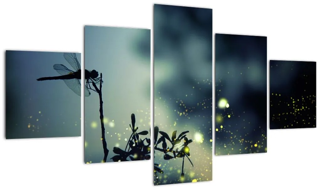 Obraz - Ważka w błyszczącej nocy (125x70 cm)