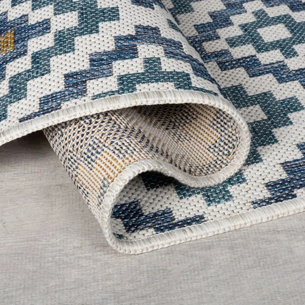 Żółto-niebieski dywan odpowiedni na zewnątrz 120x170 cm Zia Trellis – Flair Rugs
