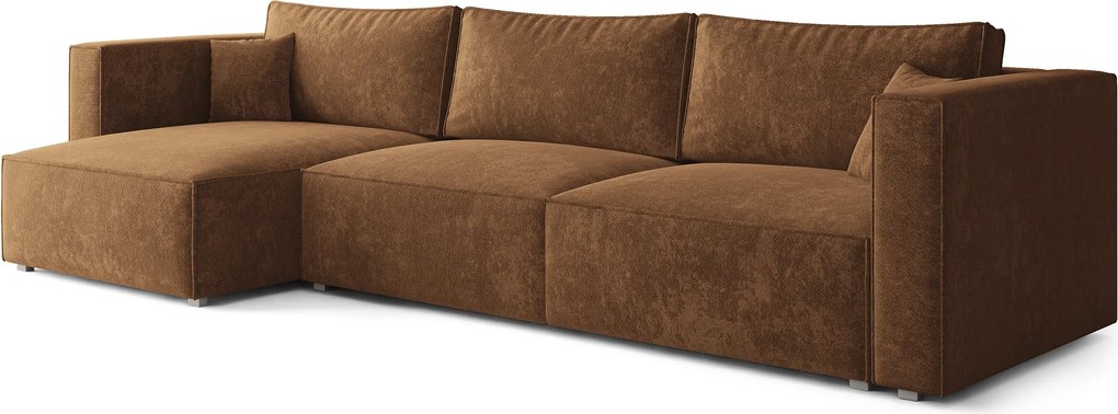 Masseno Narożnik TOLMO z funkcją spania i pojemnikiem na pościel Narozniki L, Rozkładana sofa - Jasnobrązowy, LUMO 35