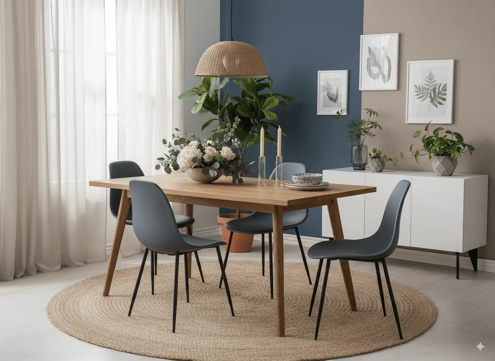 Szare krzesło OSAKA z czarnymi nogami