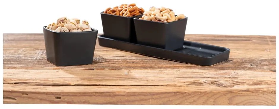 Ceramiczne miski do serwowania zestaw 3 szt. w kolorze matowej czerni Snack &amp; Dip – Wenko