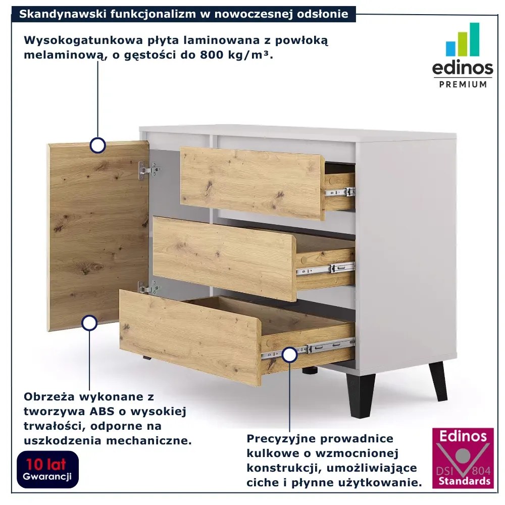 Komoda na ubrania kaszmir + dąb artisan R5-B95