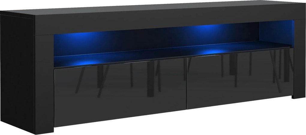Szafka RTV stojąca ECLISSE 130,2 cm do Salonu pod Telewizor - Czarny
