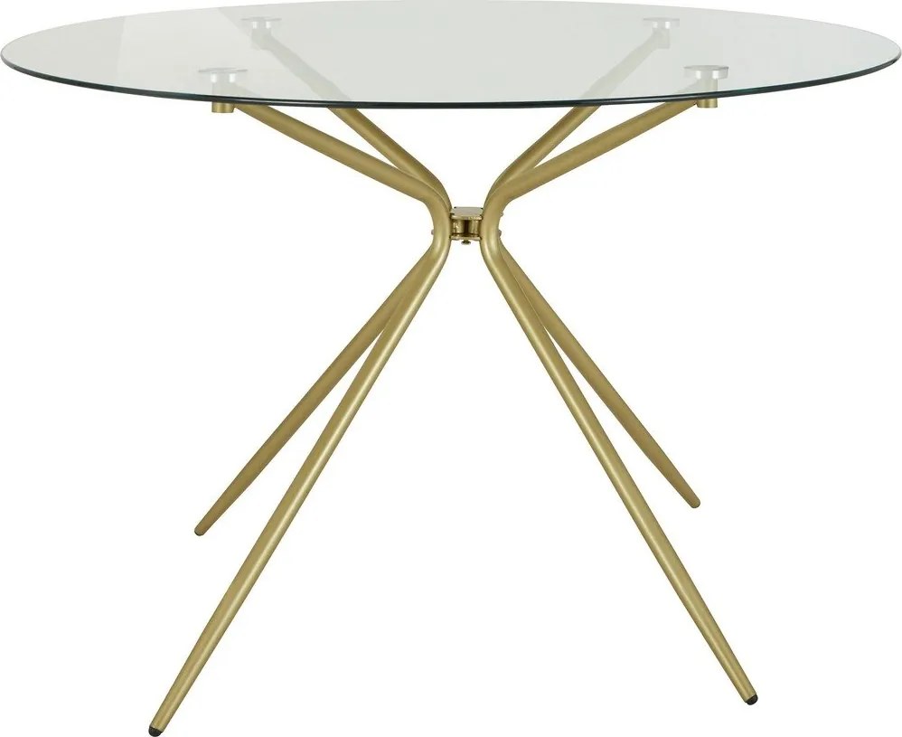 Okrągły stół w kolorze złota ze szklanym blatem ø 110 cm Silvie – Støraa