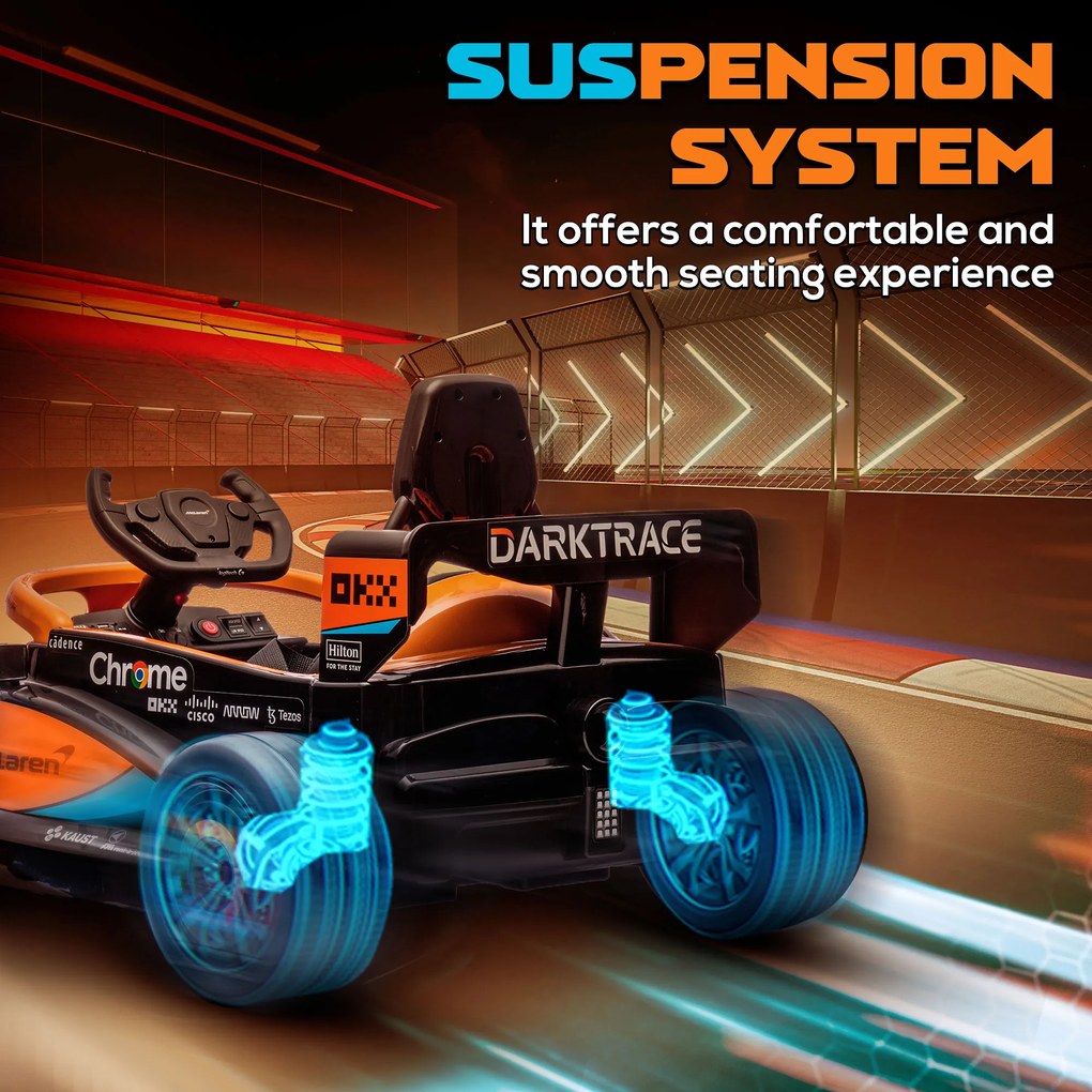 AIYAPLAY Elektryczne Auto Dziecięce, Formula 1 McLaren z Pilotem, Muzyką, dla Dzieci 3-5 Lat, Pomarańczowy