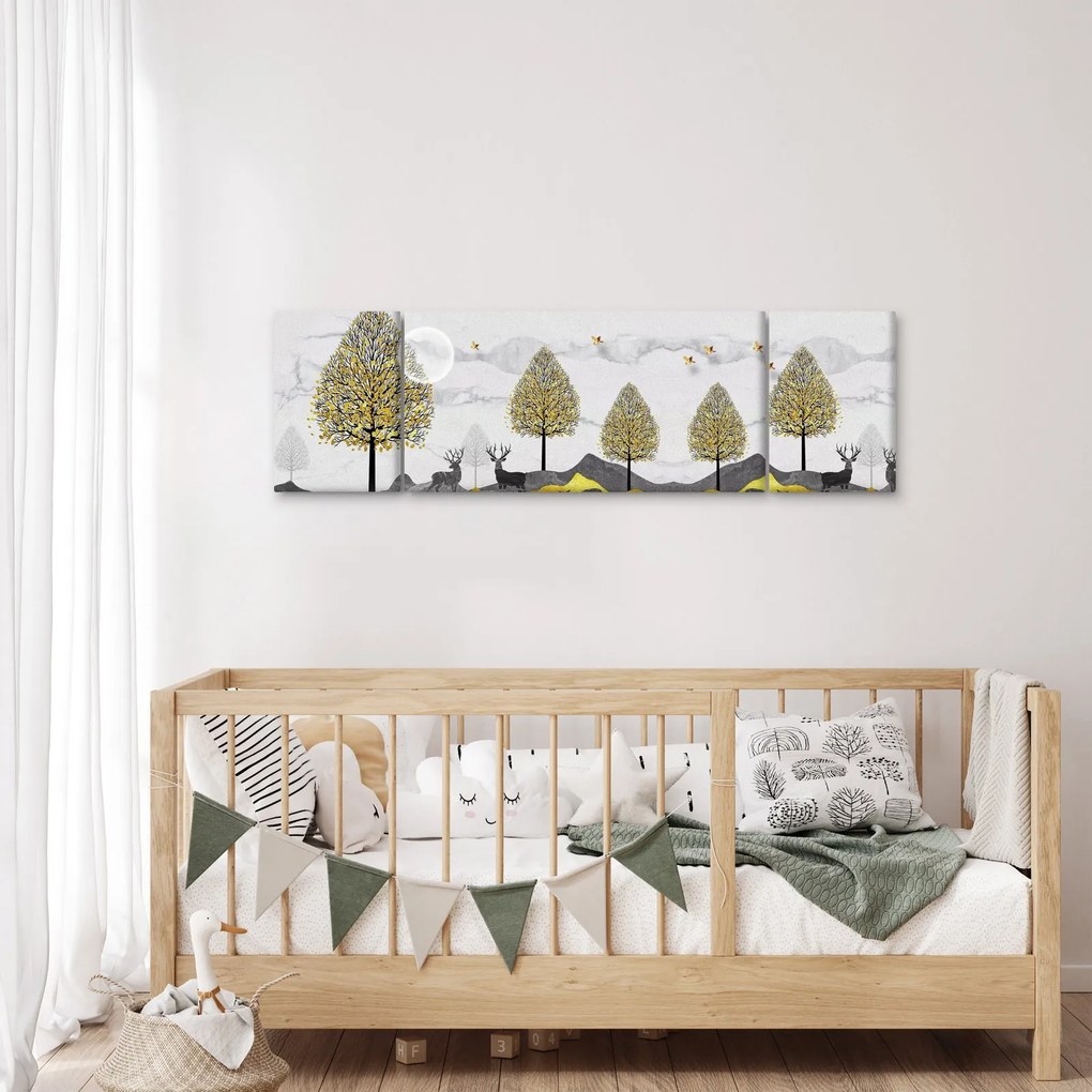 Obraz malowanych jeleni (170x50 cm)