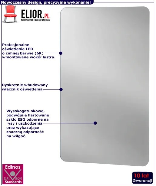 Lustro lazienkowe z oświetleniem LED D7-P61