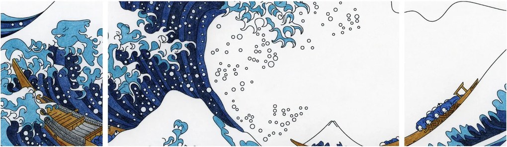 Obraz - Japoński rysunek, fale (170x50 cm)