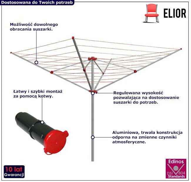 Ogrodowa czerwona suszarka na pranie F0-W61