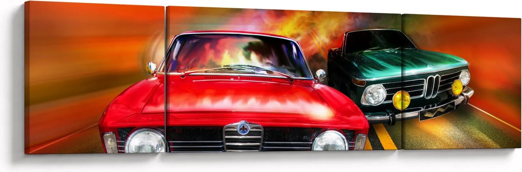 Obraz - Retro samochody wyścigowe (170x50 cm)
