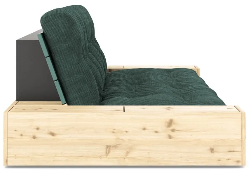 Ciemnozielona sztruksowa rozkładana sofa 244 cm Base – Karup Design