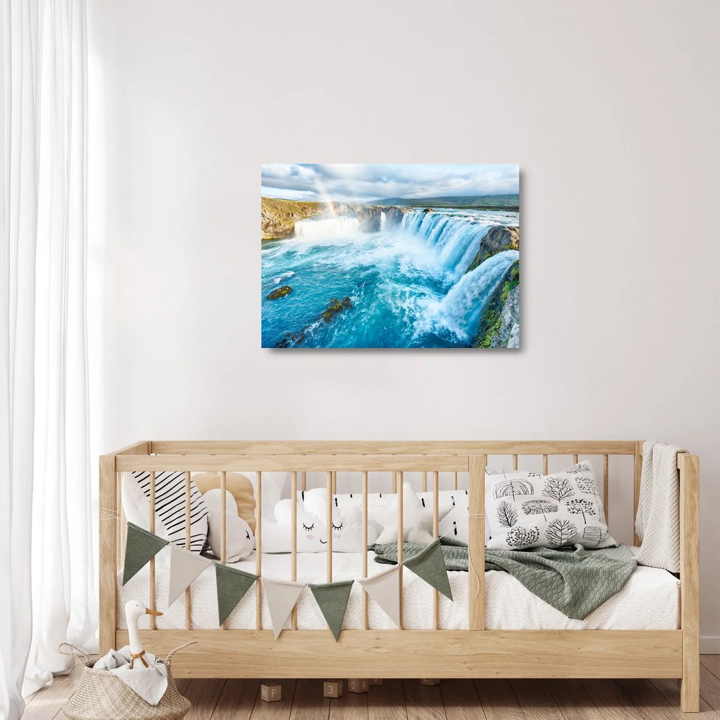 Obraz na szkle - Wodospad Godafoss (70x50 cm)