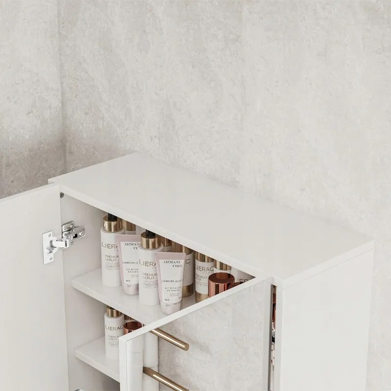 Szafka łazienkowa z lustrem ściennym 60x60x22 cm – 2 drzwi, biała, nowoczesny design