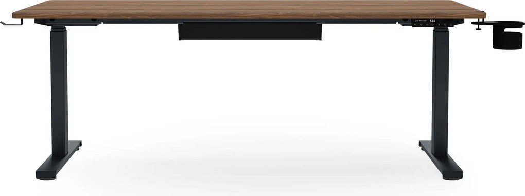 Biurko elektryczne z regulacją wysokości ergonomiczne antracytowe/orzech,1600x800 mm: ARIA
