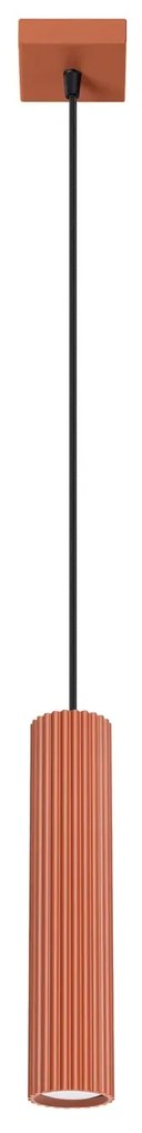 Lampa wisząca KARBON 1 ochra czerwona ryflowana SOLLUX  LIGHTING