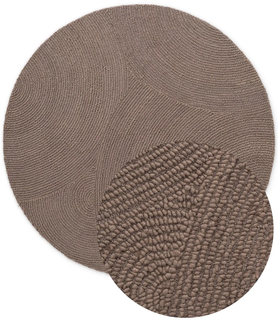 Dywan wełniany Hanse Home Eleni brązowy 200 cm x 200 cm koło