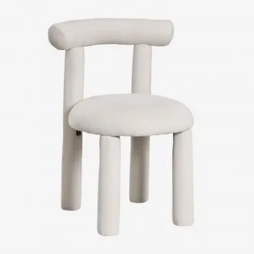 Zestaw 2 Krzeseł Do Jadalni Z Tkaniny Bouclé Gia Tkaniny Distressed White - Sklum