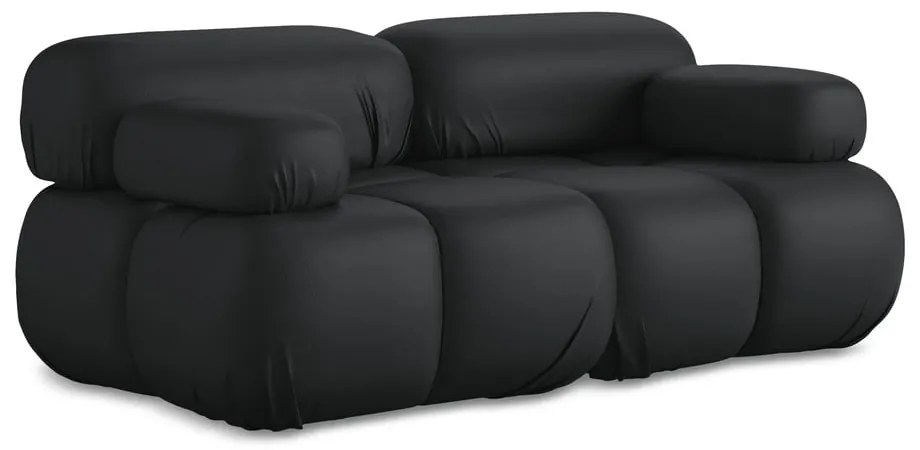 Czarna sofa modułowa z imitacji skóry 190 cm Lokua – Makamii