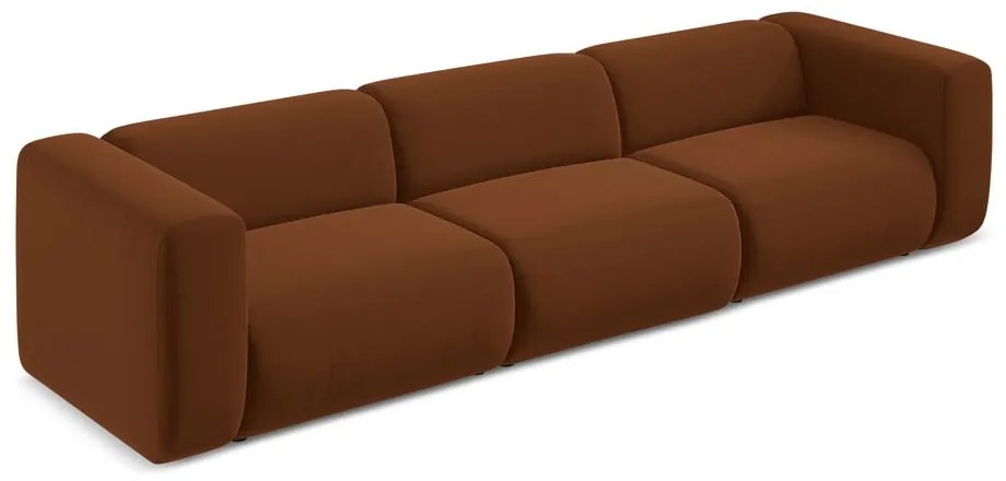 Pomarańczowa/brązowa aksamitna sofa 319 cm Ekahi – Makamii