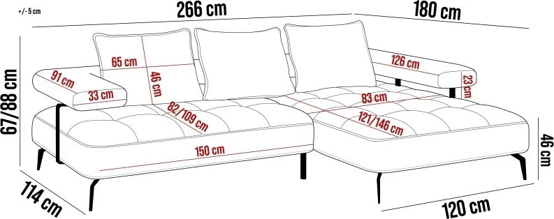 Narożnik MONTELLA XL układ U z elektryczną funkcją RELAX WERSAL