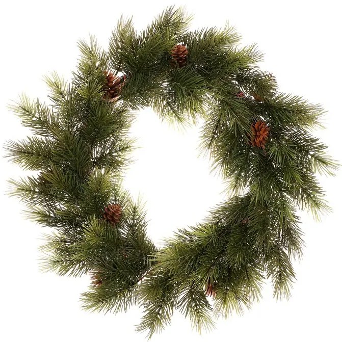 Sztuczny wieniec z sosny z szyszkami, śr. 66 cm, zielony