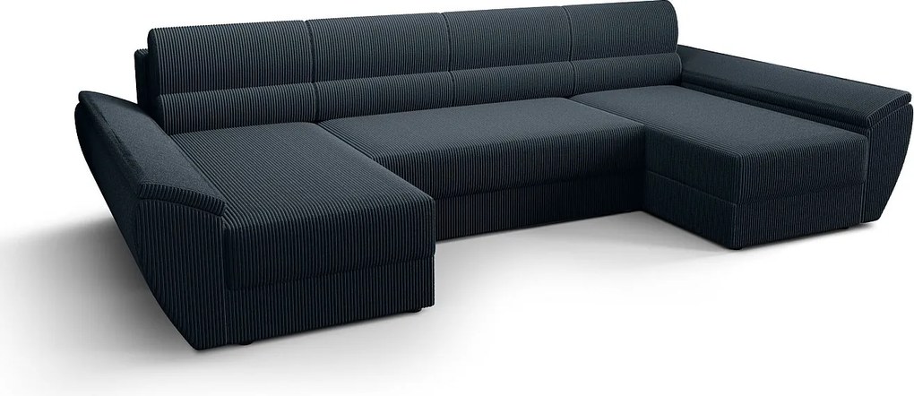 BEDANTE narożnik REBIU4 Poso 05 ciemnoniebieski z funkcją spania sofa w kształcie litery L z pojemnikiem na pościel