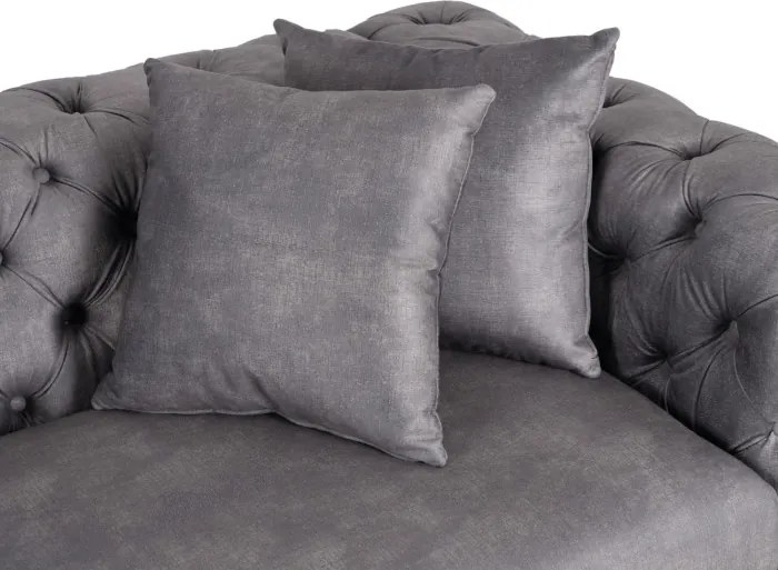 Sofa SORRENTO 3S Trzyosobowa Szara Welurowa Nowoczesna Glamour