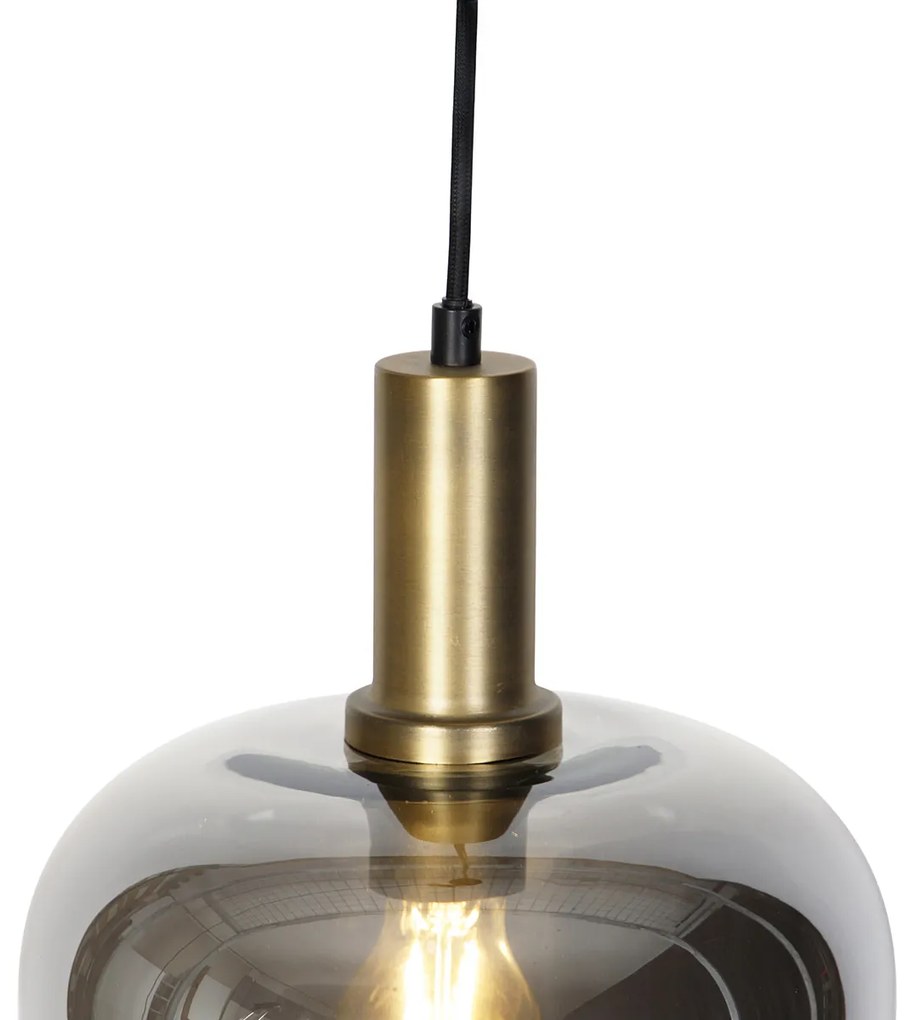 Inteligentna lampa wisząca czarna ze złotem i dymionym szkłem w tym Wifi G95 - ZuzannaDesignerski Oswietlenie wewnetrzne