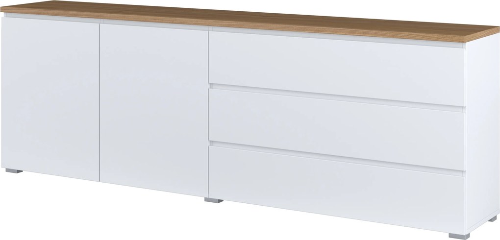 Komoda ORVO 199,9 cm do Salonu Sypialni Biały-dąb mauvella