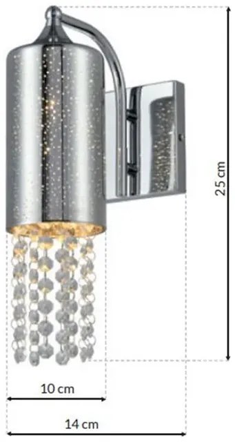 Srebrny kinkiet z kryształkami w stylu glamour - N61-Kavis