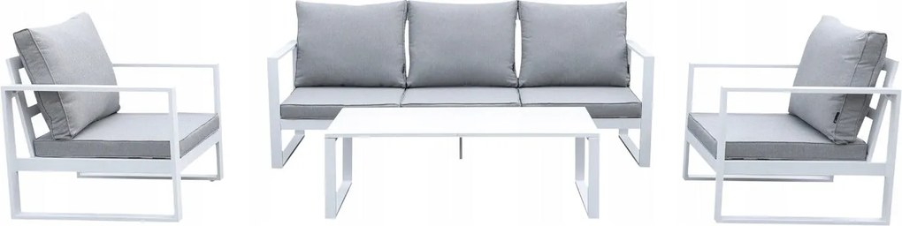 Zestaw mebli ogrodowych biały tarasowy 4 el. aluminiowych sofa, kanapa stół